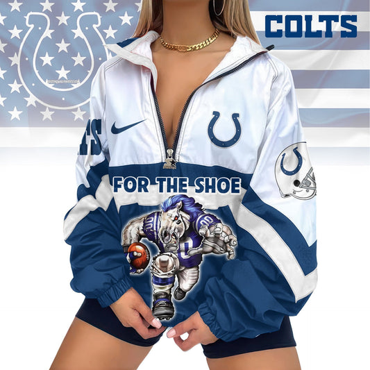 LIMITED EDITION - NEW CUSTOMIZED NFL17 IDC INDIANAPOLIS COLTS V-NECK ZIPPER SWEATSHIRT JACKET