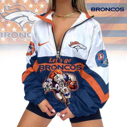 LIMITED EDITION - NEW CUSTOMIZED NFL13 DVB DENVER BRONCOS V-NECK ZIPPER SWEATSHIRT JACKET