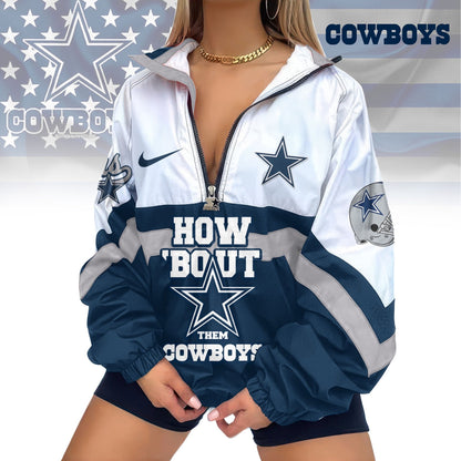 LIMITED EDITION - NEW CUSTOMIZED NFL21 DCB DALLAS COWBOYS V-NECK ZIPPER SWEATSHIRT JACKET