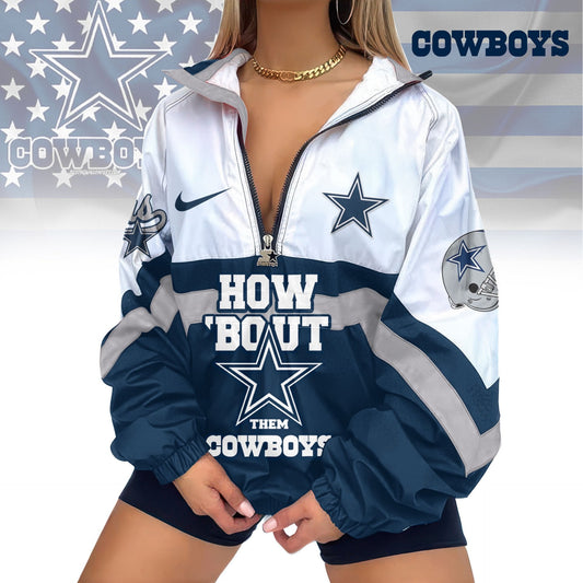 LIMITED EDITION - NEW CUSTOMIZED NFL21 DCB DALLAS COWBOYS V-NECK ZIPPER SWEATSHIRT JACKET