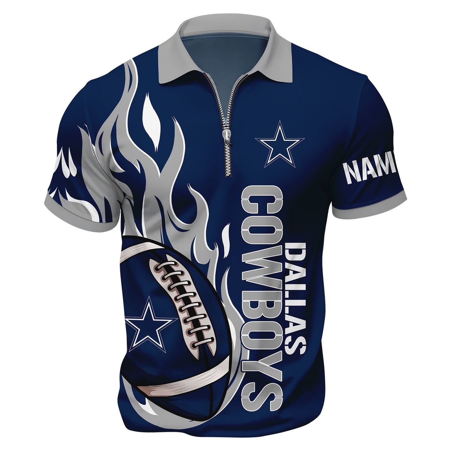 LIMITED EDITION - NEW CUSTOMIZED NFL21 DCB DALLAS COWBOYS ZIP POLO SHIRT