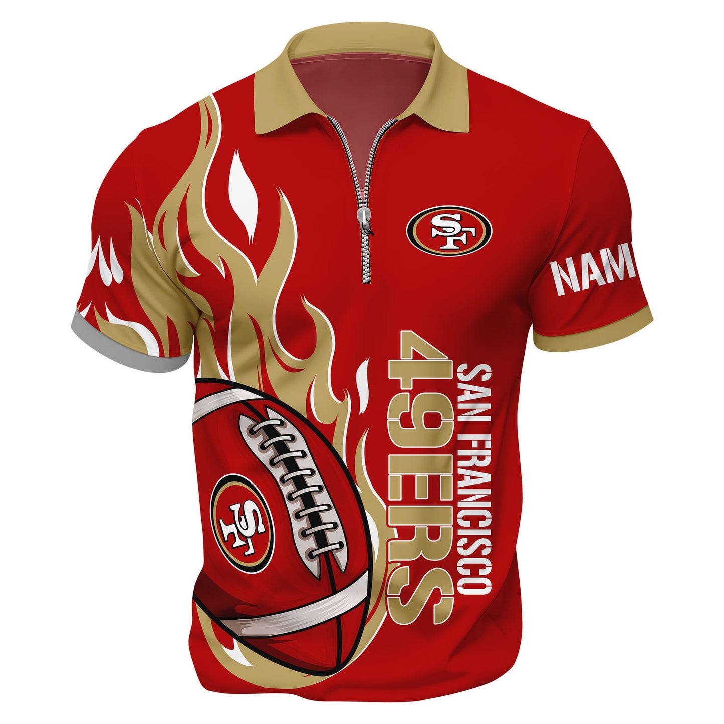 LIMITED EDITION - NEW CUSTOMIZED NFL11 SF49 SAN FRANCISCO 49ERS ZIP POLO SHIRT