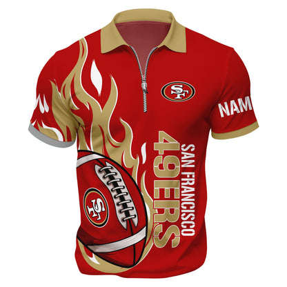 LIMITED EDITION - NEW CUSTOMIZED NFL11 SF49 SAN FRANCISCO 49ERS ZIP POLO SHIRT