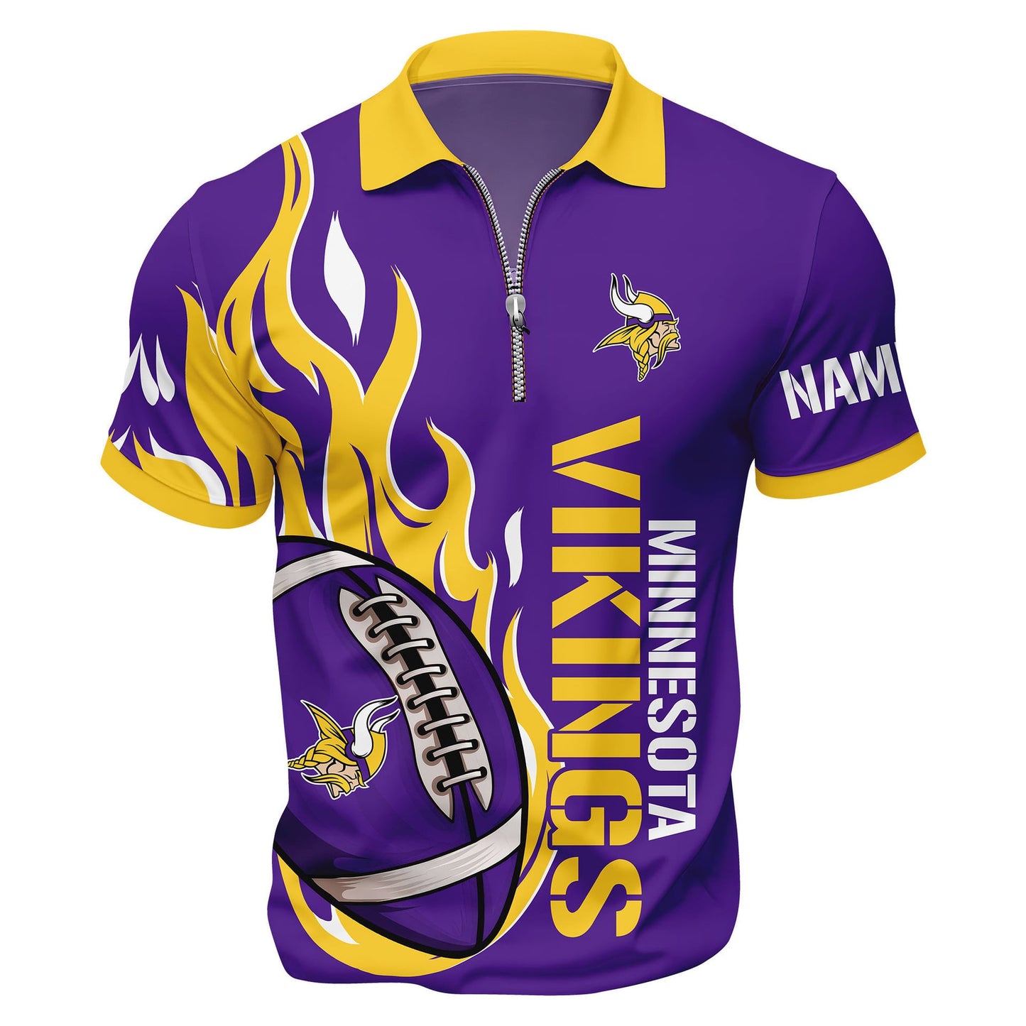 LIMITED EDITION - NEW CUSTOMIZED NFL05 MVK MINNESOTA VIKINGS ZIP POLO SHIRT