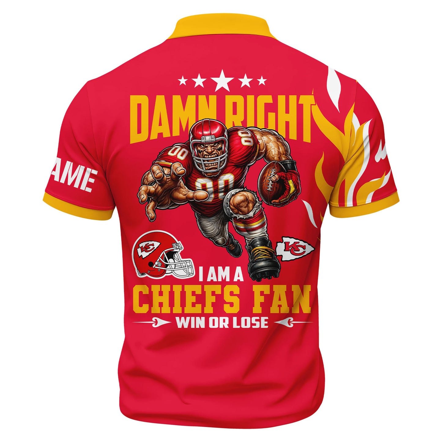 LIMITED EDITION - NEW CUSTOMIZED NFL01 KCC KANSAS CITY CHIEFS ZIP POLO SHIRT