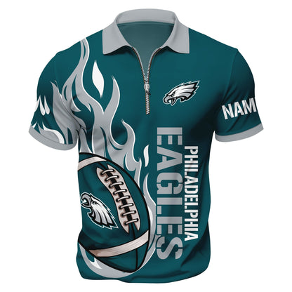 LIMITED EDITION - NEW CUSTOMIZED NFL02 PPE PHILADELPHIA EAGLES ZIP POLO SHIRT