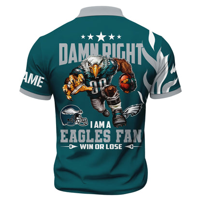 LIMITED EDITION - NEW CUSTOMIZED NFL02 PPE PHILADELPHIA EAGLES ZIP POLO SHIRT