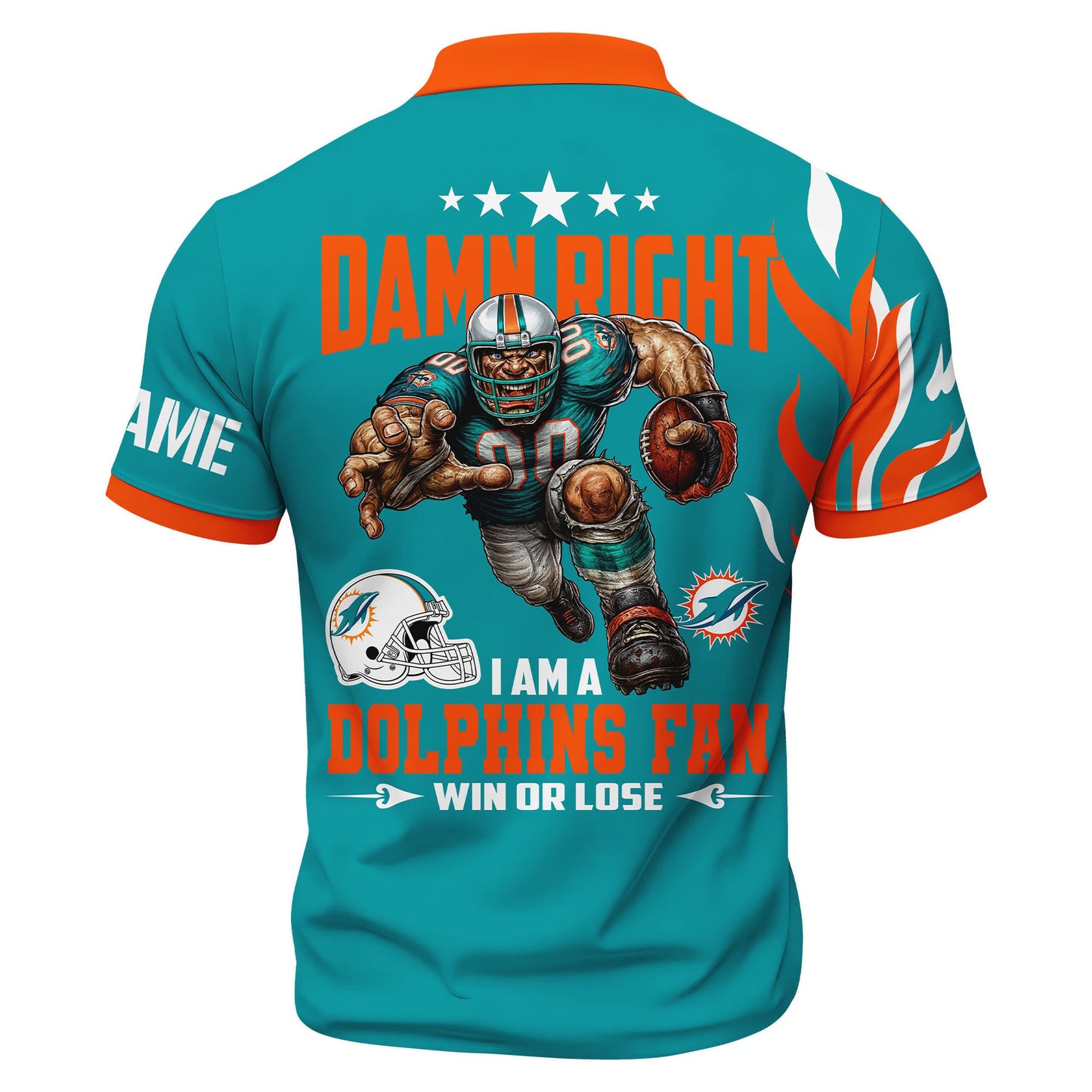 LIMITED EDITION - NEW CUSTOMIZED NFL19 MDP MIAMI DOLPHINS ZIP POLO SHIRT