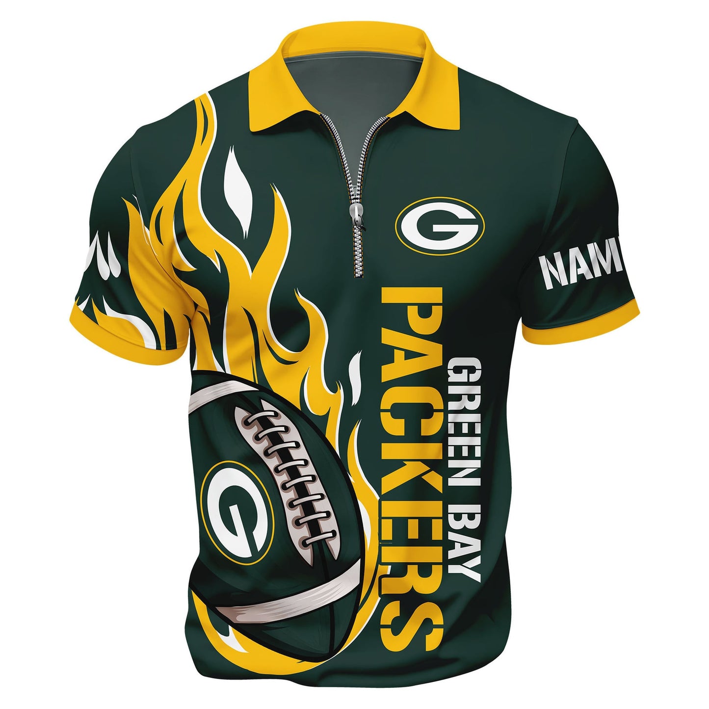 LIMITED EDITION - NEW CUSTOMIZED NFL08 GBP GREEN BAY PACKERS ZIP POLO SHIRT