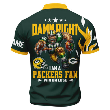 LIMITED EDITION - NEW CUSTOMIZED NFL08 GBP GREEN BAY PACKERS ZIP POLO SHIRT