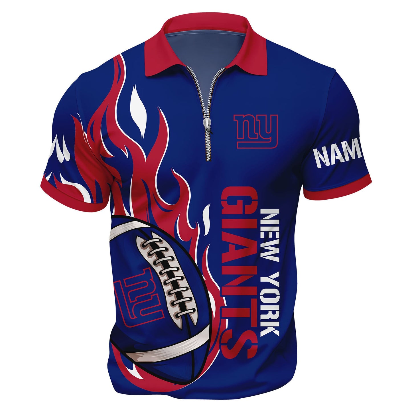 LIMITED EDITION - NEW CUSTOMIZED NFL32 NYG NEW YORK GIANTS ZIP POLO SHIRT