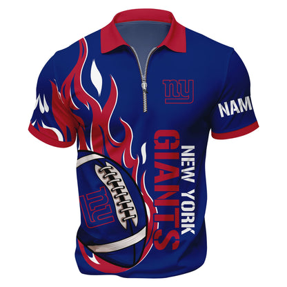 LIMITED EDITION - NEW CUSTOMIZED NFL32 NYG NEW YORK GIANTS ZIP POLO SHIRT