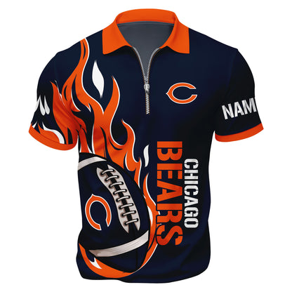LIMITED EDITION - NEW CUSTOMIZED NFL26 CCB CHICAGO BEARS ZIP POLO SHIRT