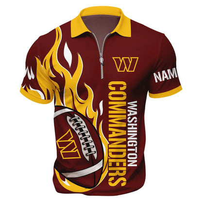LIMITED EDITION - NEW CUSTOMIZED NFL12 WTC WASHINGTON COMMANDERS ZIP POLO SHIRT