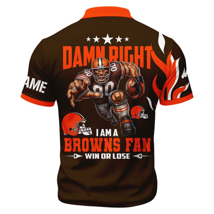 LIMITED EDITION - NEW CUSTOMIZED NFL29 CLB CLEVELAND BROWNS ZIP POLO SHIRT