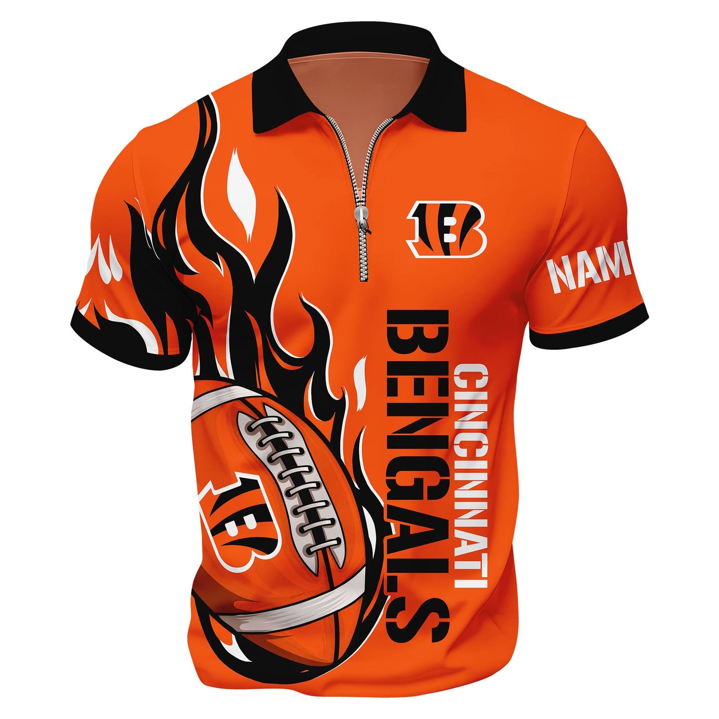 LIMITED EDITION - NEW CUSTOMIZED NFL16 CCB CINCINNATI BENGALS ZIP POLO SHIRT