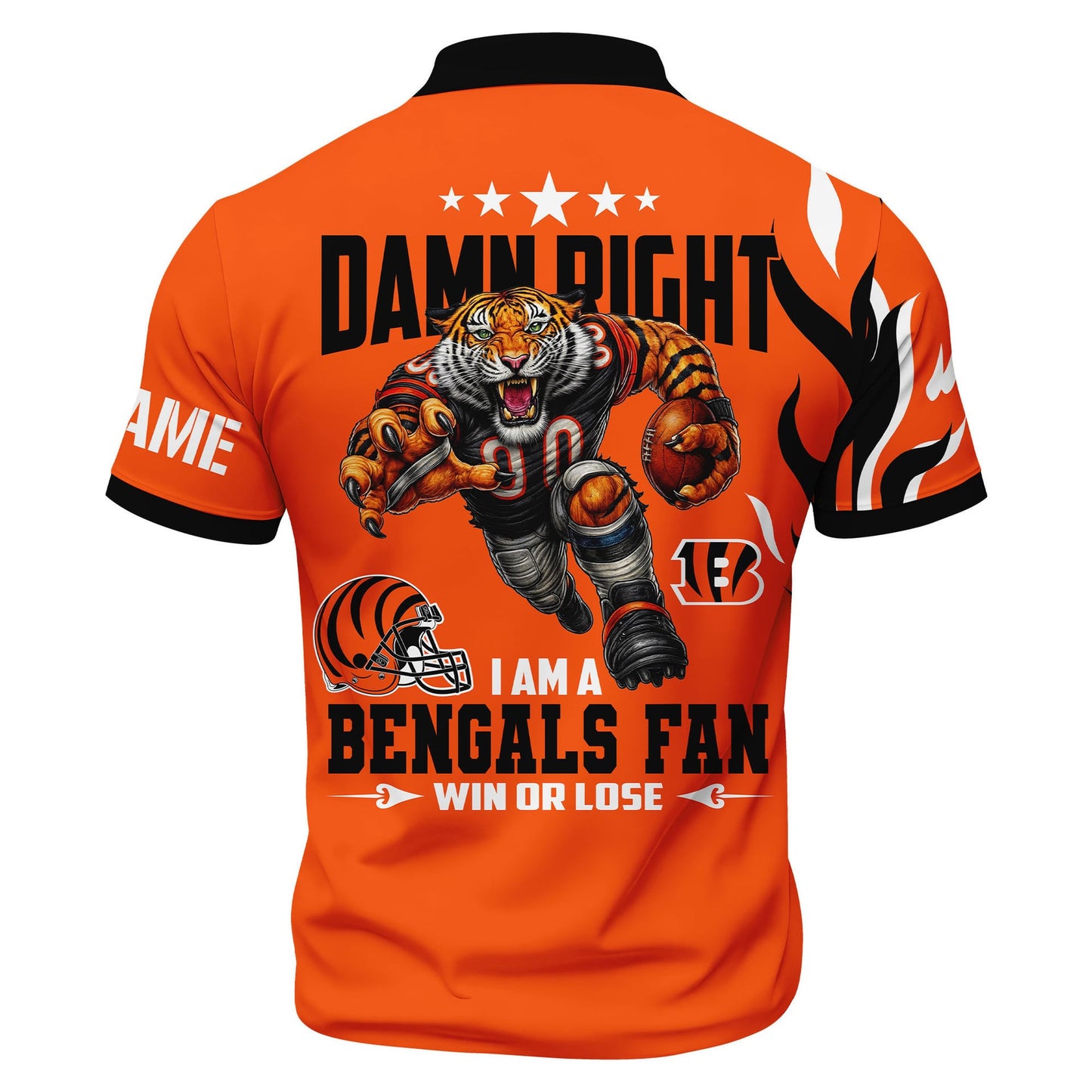 LIMITED EDITION - NEW CUSTOMIZED NFL16 CCB CINCINNATI BENGALS ZIP POLO SHIRT