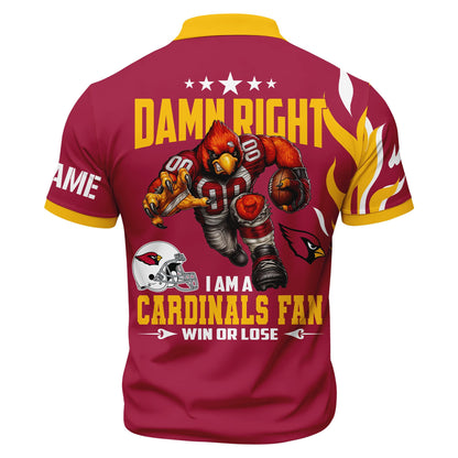 LIMITED EDITION - NEW CUSTOMIZED NFL20 ARC ARIZONA CARDINALS ZIP POLO SHIRT