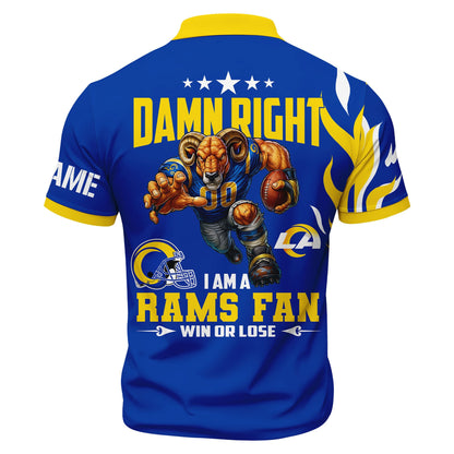 LIMITED EDITION - NEW CUSTOMIZED NFL22 LAR LOS ANGELES RAMS ZIP POLO SHIRT
