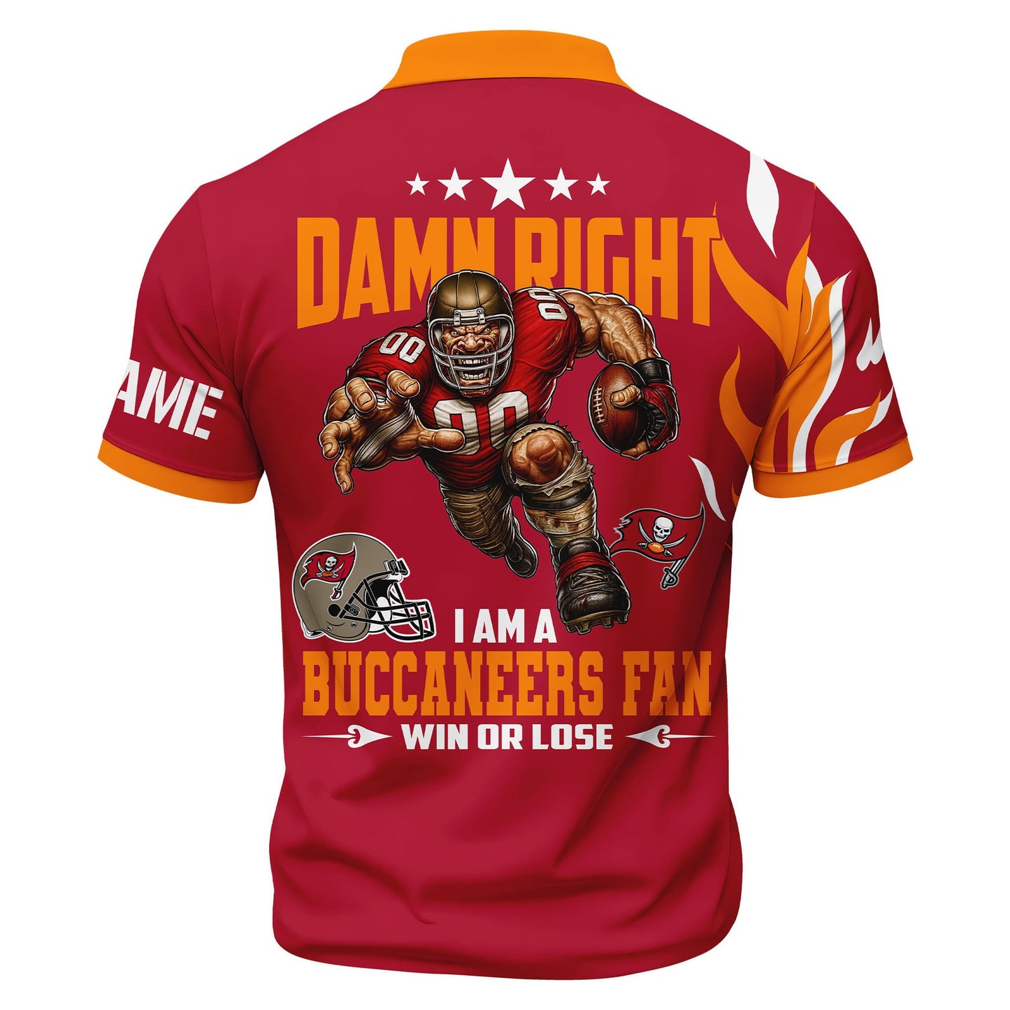 LIMITED EDITION - NEW CUSTOMIZED NFL10 TBB TAMPA BAY BUCCANEERS ZIP POLO SHIRT