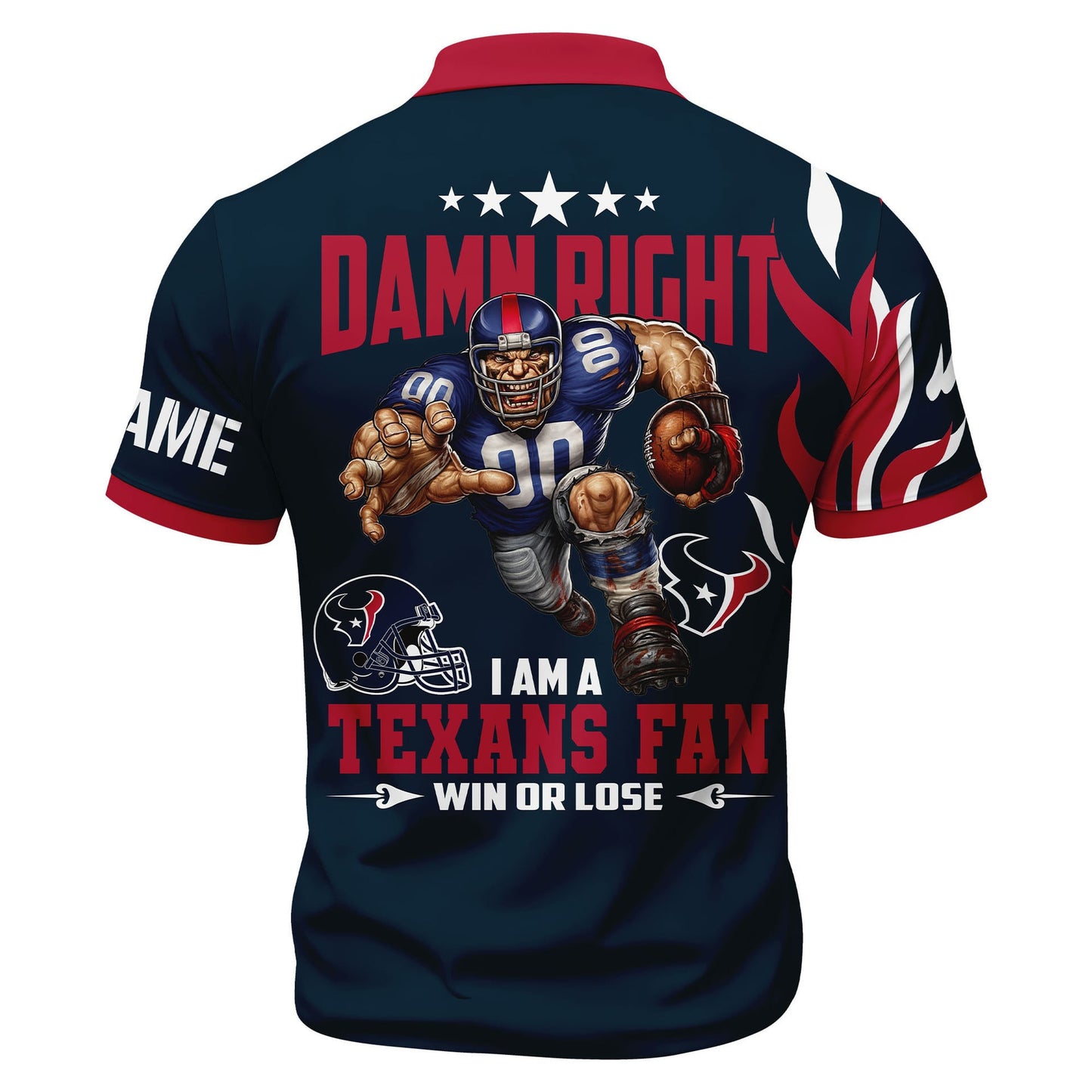 LIMITED EDITION - NEW CUSTOMIZED NFL15 HTT HOUSTON TEXANS ZIP POLO SHIRT