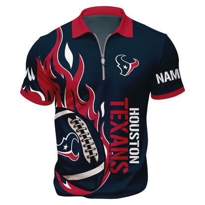 LIMITED EDITION - NEW CUSTOMIZED NFL15 HTT HOUSTON TEXANS ZIP POLO SHIRT