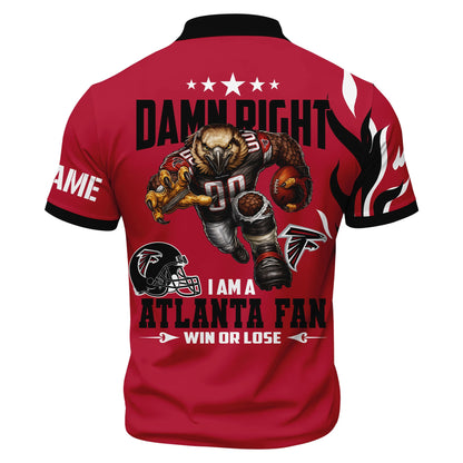 LIMITED EDITION - NEW CUSTOMIZED NFL18 ATF ATLANTA FALCONS ZIP POLO SHIRT