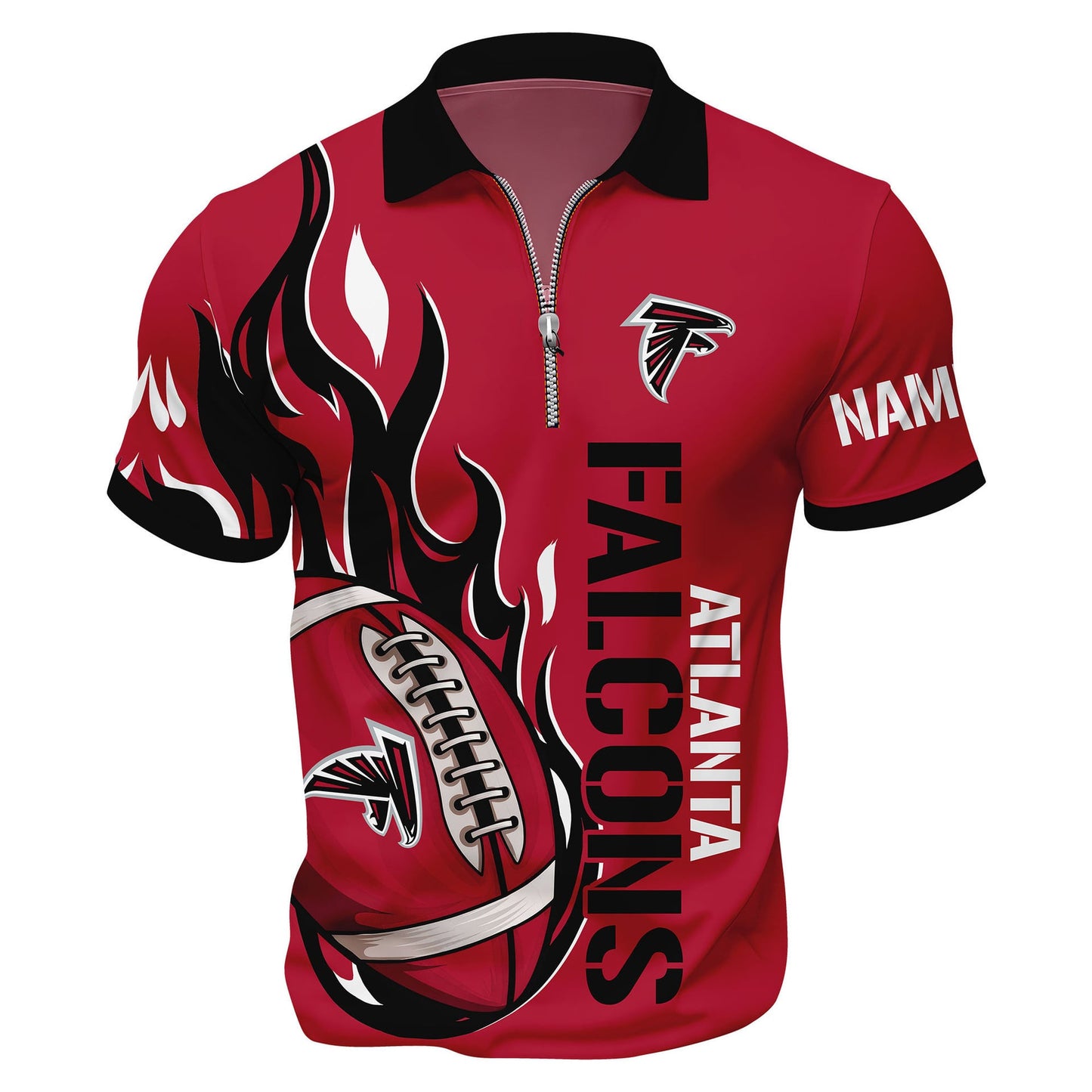 LIMITED EDITION - NEW CUSTOMIZED NFL18 ATF ATLANTA FALCONS ZIP POLO SHIRT