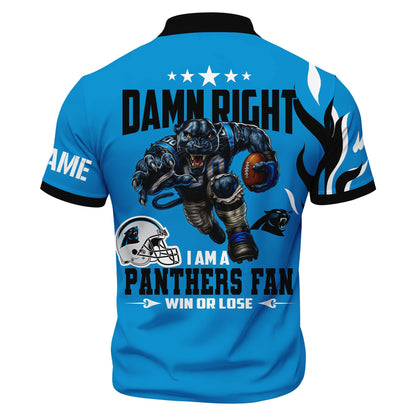 LIMITED EDITION - NEW CUSTOMIZED NFL23 CLP CAROLINA PANTHERS ZIP POLO SHIRT