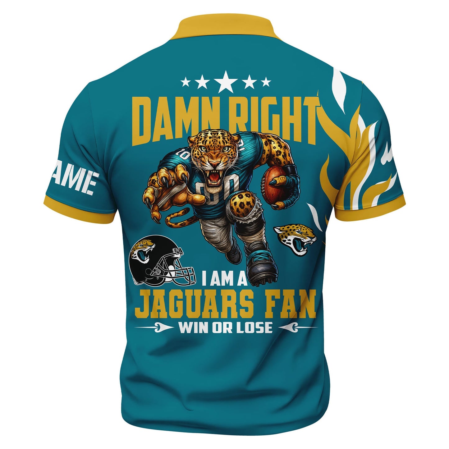 LIMITED EDITION - NEW CUSTOMIZED NFL30 JSJ JACKSONVILLE JAGUARS ZIP POLO SHIRT