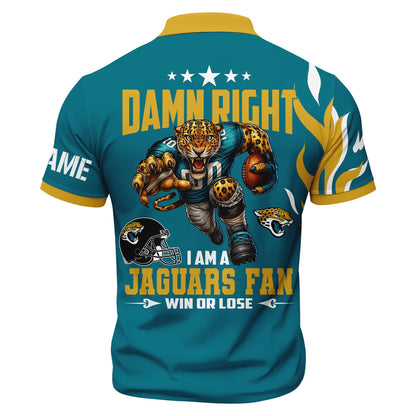 LIMITED EDITION - NEW CUSTOMIZED NFL30 JSJ JACKSONVILLE JAGUARS ZIP POLO SHIRT