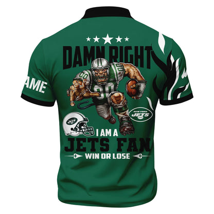 LIMITED EDITION - NEW CUSTOMIZED NFL25 NYJ NEW YORK JETS ZIP POLO SHIRT