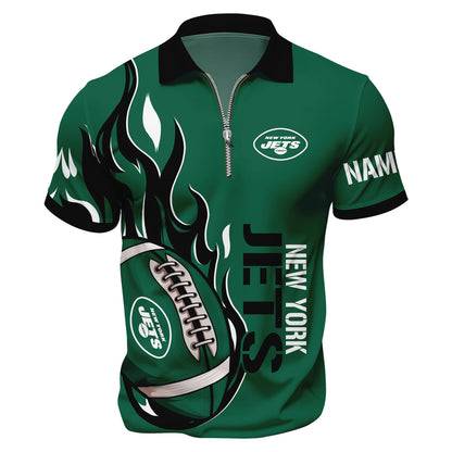 LIMITED EDITION - NEW CUSTOMIZED NFL25 NYJ NEW YORK JETS ZIP POLO SHIRT