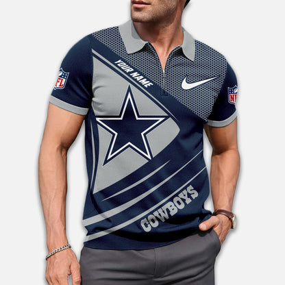 LIMITED EDITION - NEW CUSTOMIZED NFL21 DCB DALLAS COWBOYS ZIP POLO SHIRT