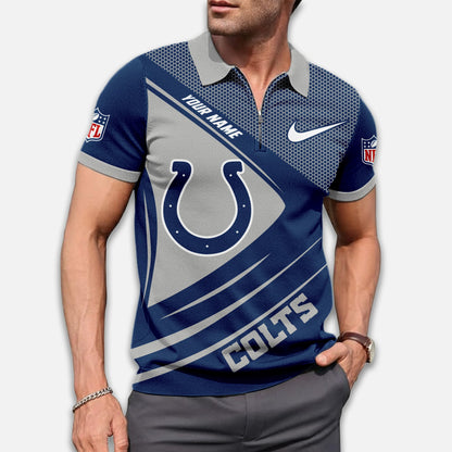 LIMITED EDITION - NEW CUSTOMIZED NFL17 IDC INDIANAPOLIS COLTS ZIP POLO SHIRT