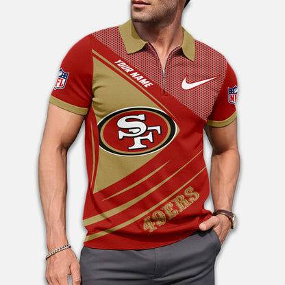 LIMITED EDITION - NEW CUSTOMIZED NFL11 SF49 SAN FRANCISCO 49ERS ZIP POLO SHIRT