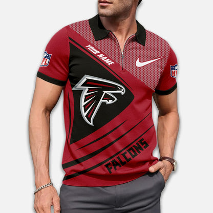 LIMITED EDITION - NEW CUSTOMIZED NFL18 ATF ATLANTA FALCONS ZIP POLO SHIRT