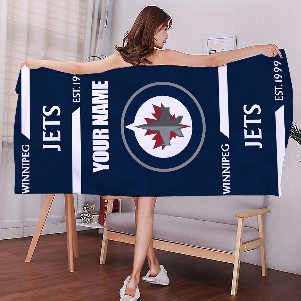 LIMITED EDITION - NEW CUSTOMIZED NHL21 WPJ WINNIPEG JETS BEACH & BATH TOWEL