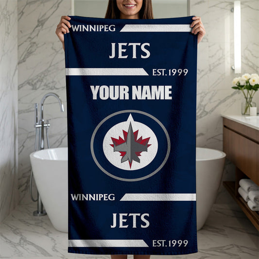 LIMITED EDITION - NEW CUSTOMIZED NHL21 WPJ WINNIPEG JETS BEACH & BATH TOWEL