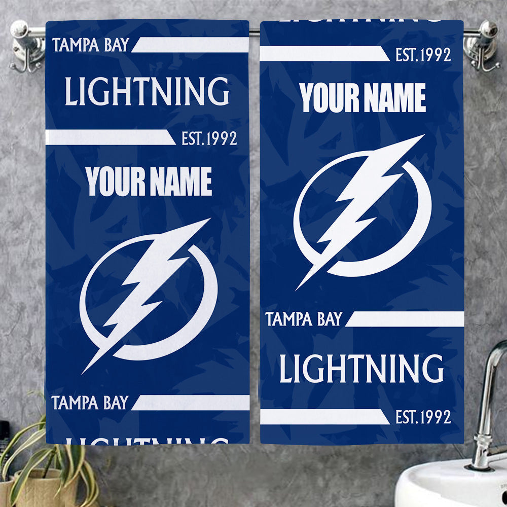 LIMITED EDITION - NEW CUSTOMIZED NHL12 TPL TAMPA BAY LIGHTNING BEACH & BATH TOWEL