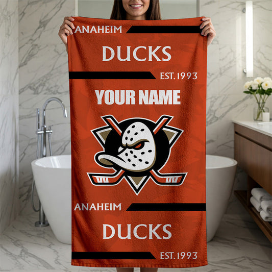 LIMITED EDITION - NEW CUSTOMIZED NHL09 AHD ANAHEIM DUCKS BEACH & BATH TOWEL