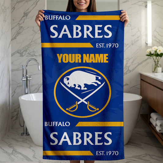 LIMITED EDITION - NEW CUSTOMIZED NHL28 BFS BUFFALO SABRES BEACH & BATH TOWEL