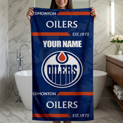 LIMITED EDITION - NEW CUSTOMIZED NHL03 EMO EDMONTON OILERS BEACH & BATH TOWEL