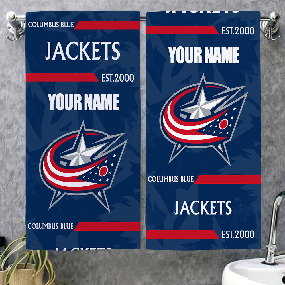 LIMITED EDITION - NEW CUSTOMIZED NHL18 CBJ COLUMBUS BLUE JACKETS BEACH & BATH TOWEL