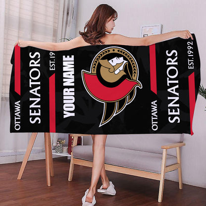 LIMITED EDITION - NEW CUSTOMIZED NHL29 OSN OTTAWA SENATORS BEACH & BATH TOWEL