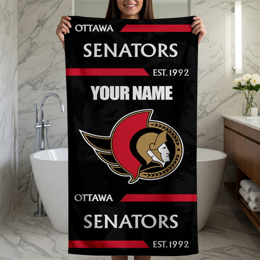 LIMITED EDITION - NEW CUSTOMIZED NHL29 OSN OTTAWA SENATORS BEACH & BATH TOWEL