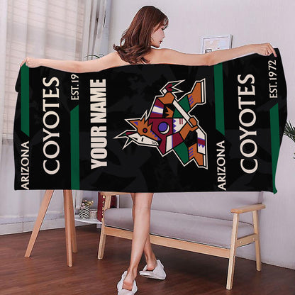 LIMITED EDITION - NEW CUSTOMIZED NHL30 AZC ARIZONA COYOTES BEACH & BATH TOWEL