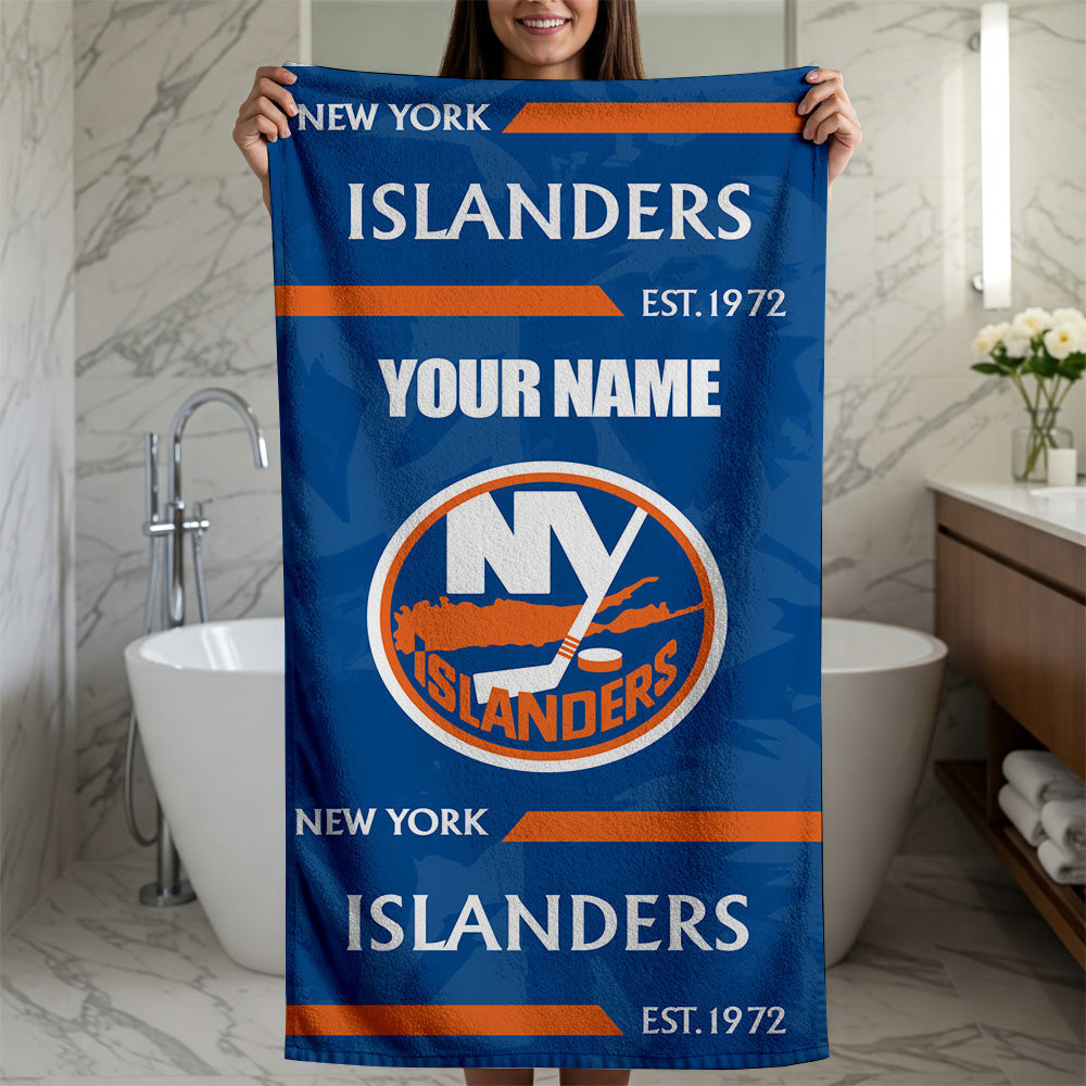 LIMITED EDITION - NEW CUSTOMIZED NHL25 NYI NEW YORK ISLANDERS BEACH & BATH TOWEL
