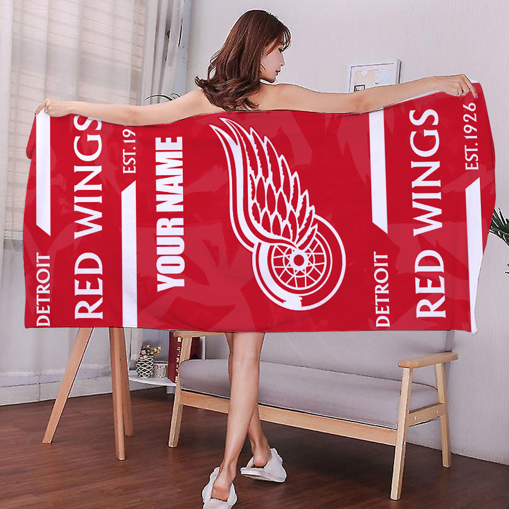 LIMITED EDITION - NEW CUSTOMIZED NHL22 DRW DETROIT RED WINGS BEACH & BATH TOWEL
