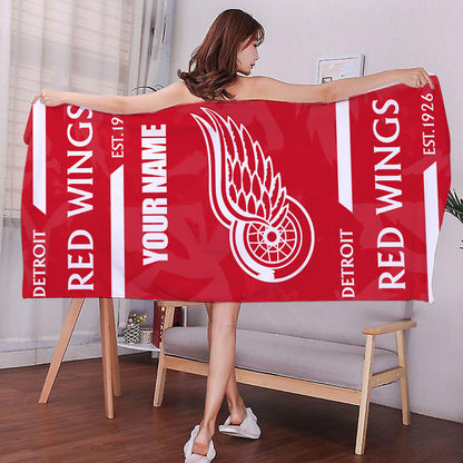 LIMITED EDITION - NEW CUSTOMIZED NHL22 DRW DETROIT RED WINGS BEACH & BATH TOWEL